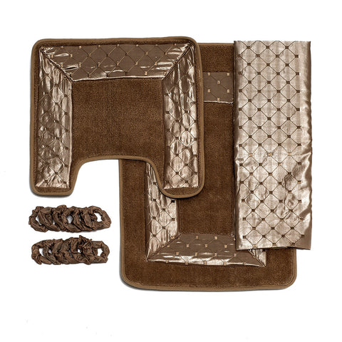 15 pc Beige Diamond Pattern Bath Set