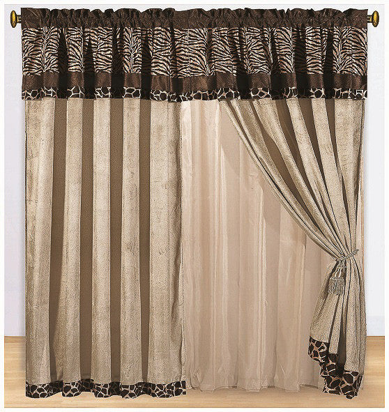 4 pc Safari Print Curtain Set