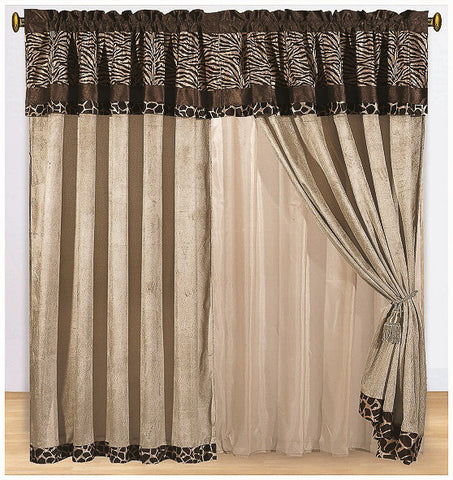 4 pc Safari Print Curtain Set