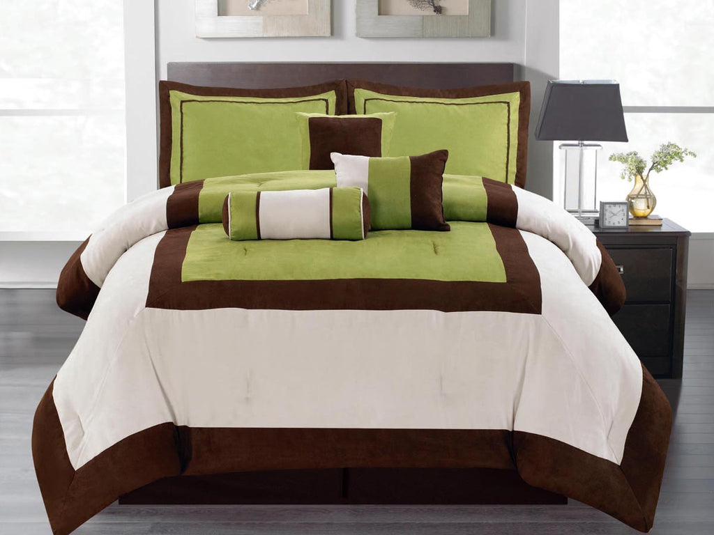 7 pc Modern Design Sage Comforter Set