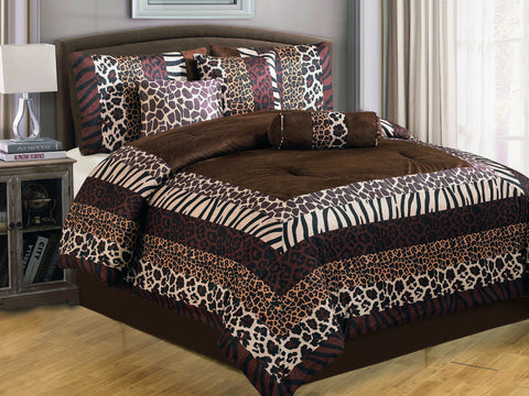 7 pc Safari Print Micro Fur Comforter Set