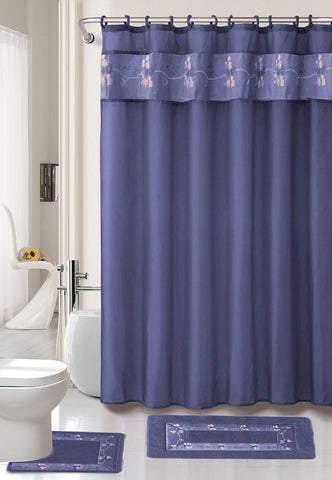 4 pc Beverly Bath Curtain Set, Color Chocolate