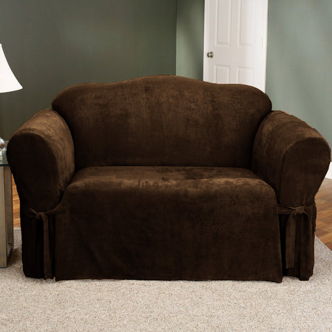 Micro Suede Brown Love Seat Protector Slip