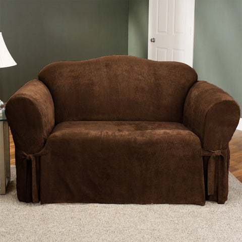 Micro Suede Brown Sofa Protector Slip