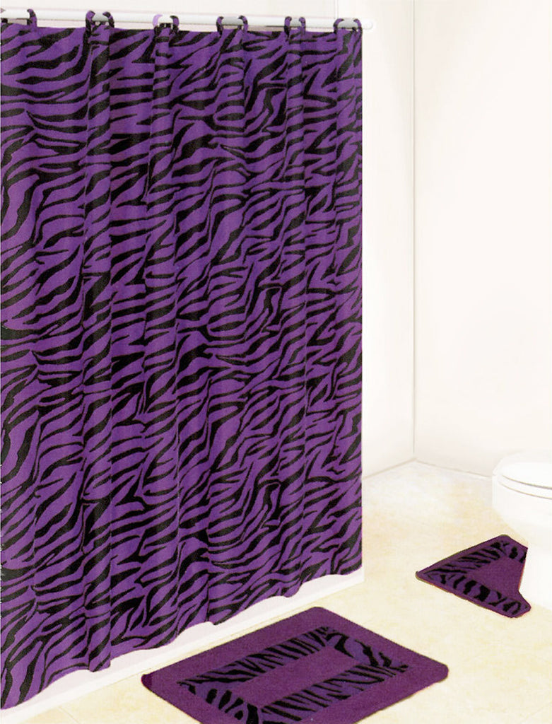 4 pc Purple Zebra Bath Set