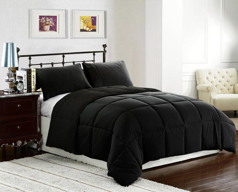 3 pc Reversible Black Alternative Down Comforter Set