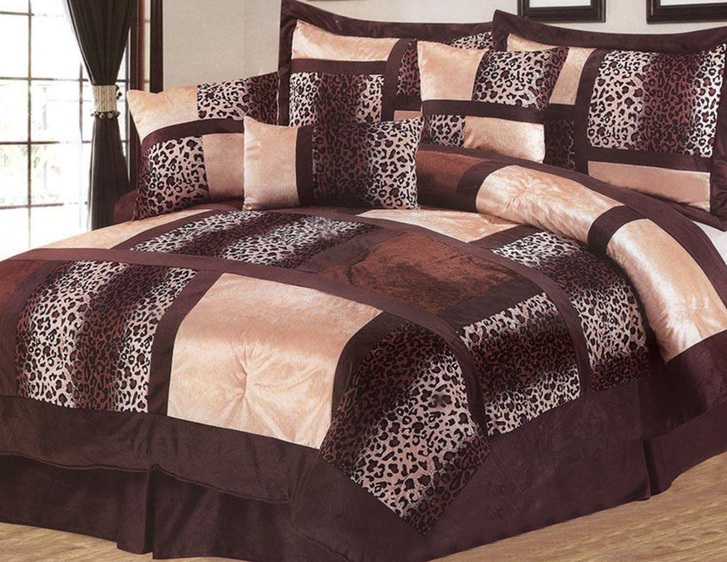 7 pc Leopard Animal Print Comforter Set