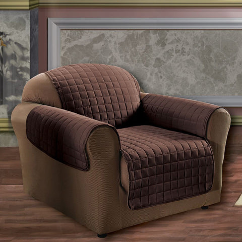 Microfiber Quilted Chocolate Brown Chair Cover