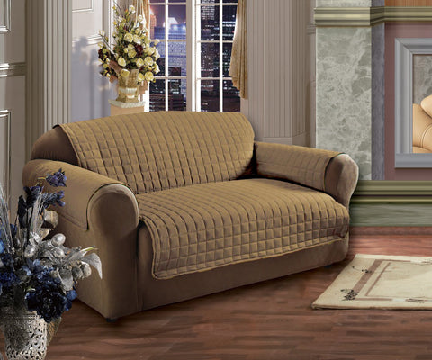 Microfiber Quilted Chocolate Brown Love Seat Cover