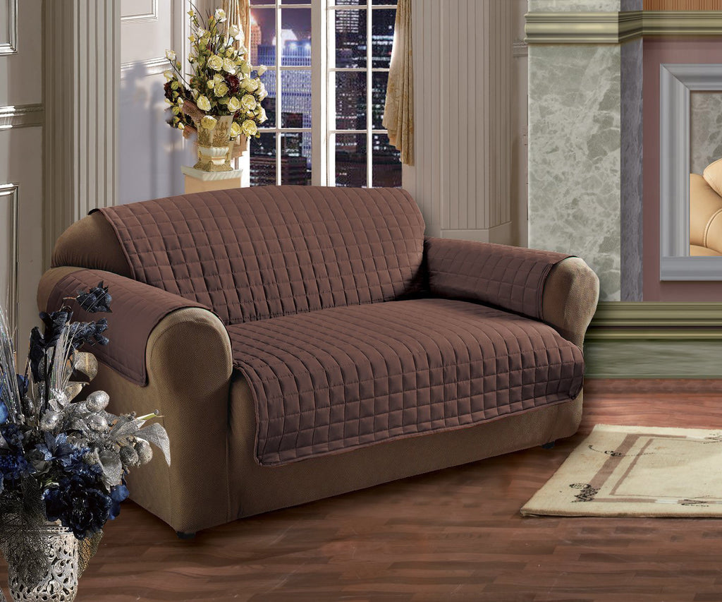 Microfiber Dark Brown Chocolate Quilted Sofa Cover ahhsomedeals