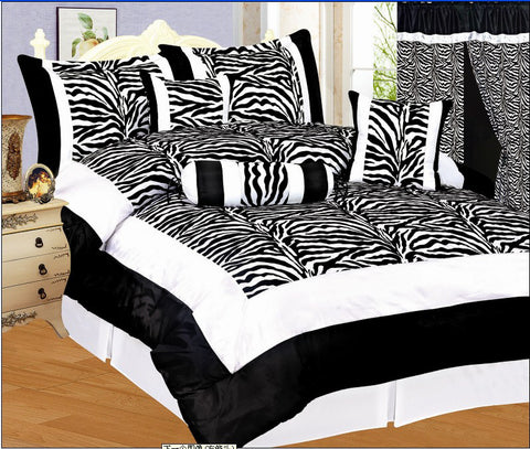 7 pc Zebra Pattern Comforter Set