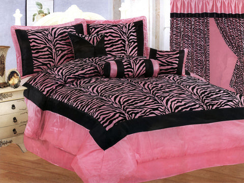 7 pc Zebra Pattern Comforter Set