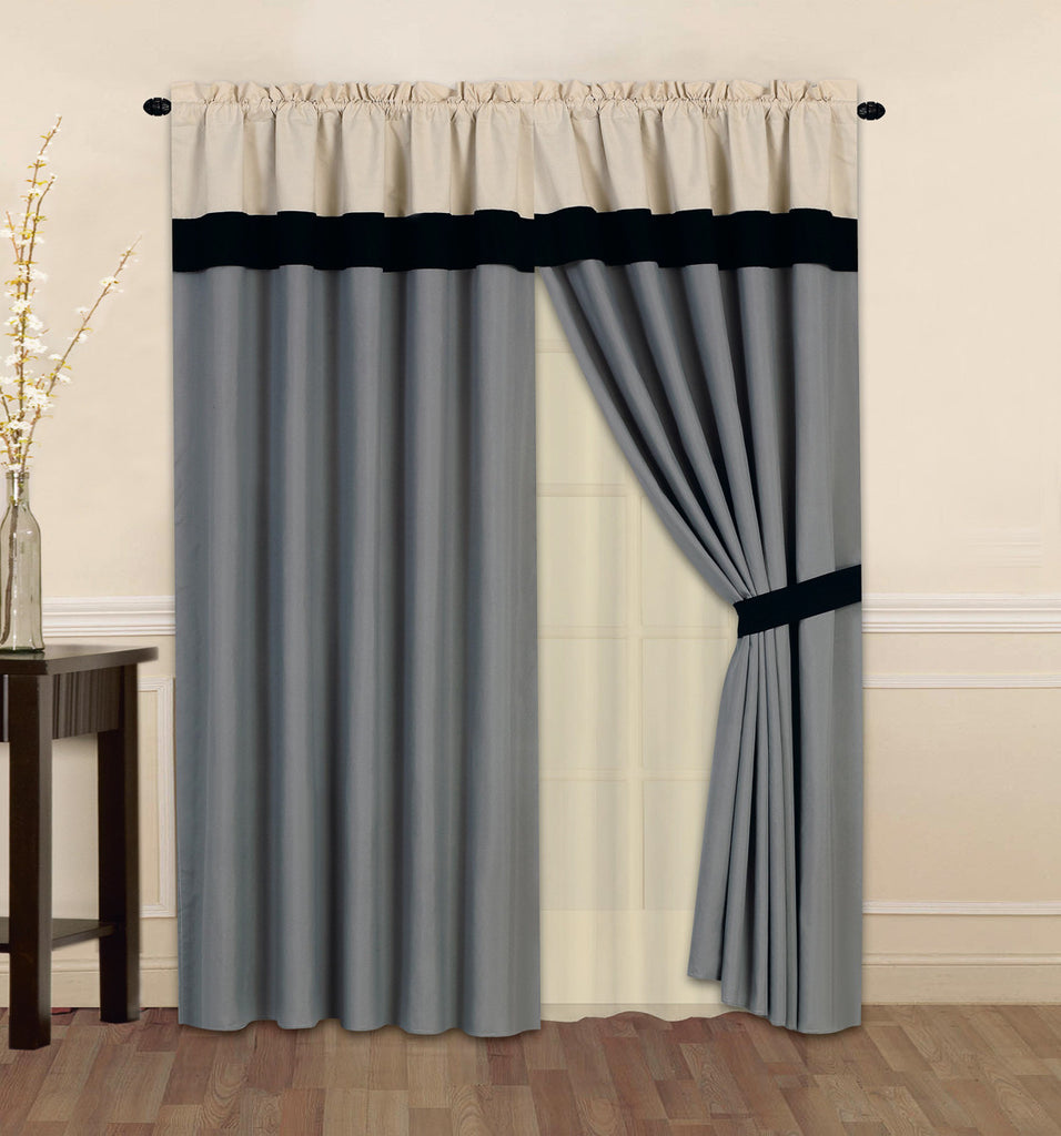 2 pc Modern Grey Curtain Set