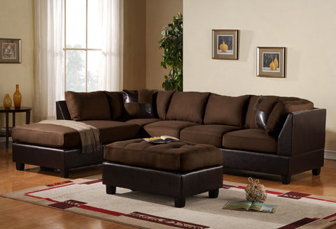 3pc Modern Microfiber Faux Leather Sectional Sofa Chaise and