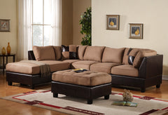 3 pc Modern Microfiber Sectional Sofa Chaise and Ottoman - Hazelnut